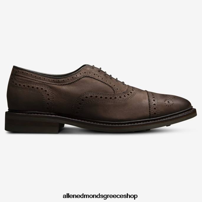 άνδρες Allen Edmonds strandmok cap-toe oxford με σόλα από καουτσούκ dainite καφέ nubuck DFSD5228