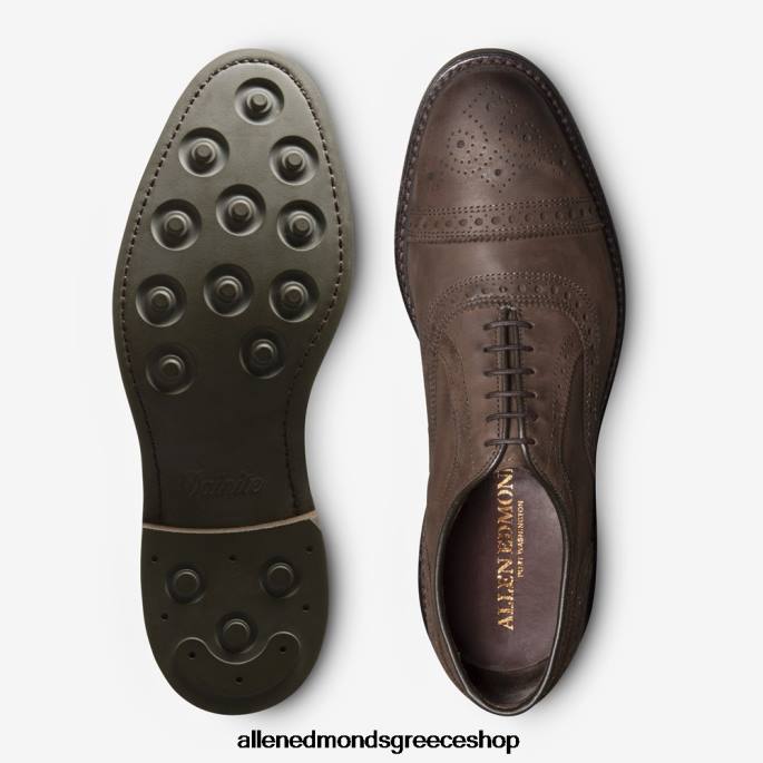 άνδρες Allen Edmonds strandmok cap-toe oxford με σόλα από καουτσούκ dainite καφέ nubuck DFSD5228