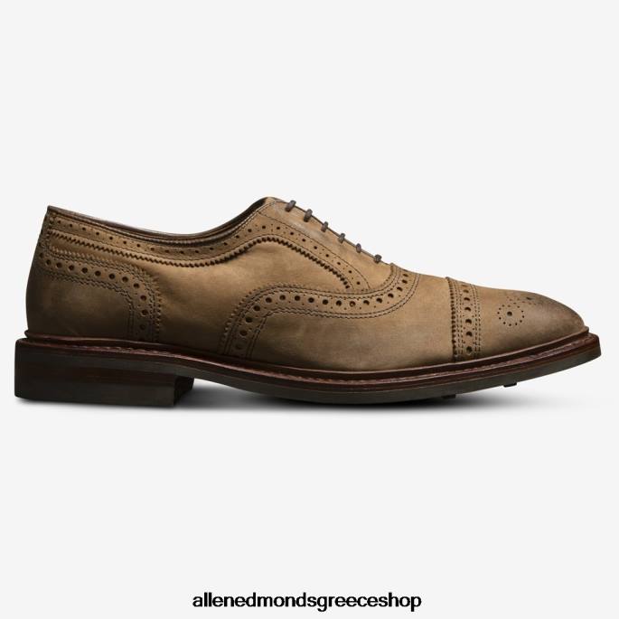 άνδρες Allen Edmonds strandmok cap-toe oxford με σόλα από καουτσούκ dainite tan nubuck DFSD5244