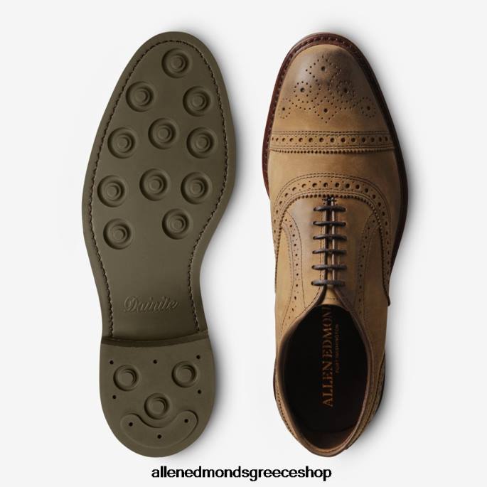 άνδρες Allen Edmonds strandmok cap-toe oxford με σόλα από καουτσούκ dainite tan nubuck DFSD5244