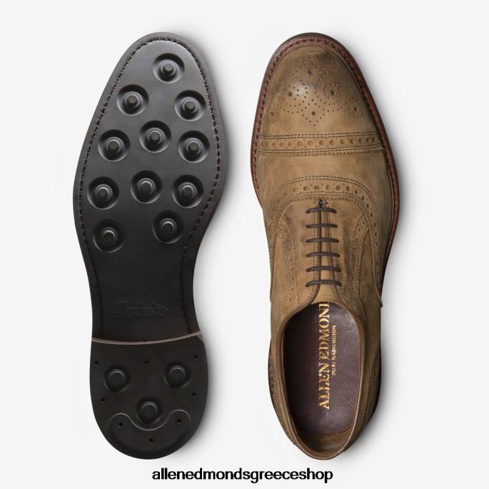 άνδρες Allen Edmonds strandmok cap-toe oxford με σόλα από καουτσούκ dainite tan nubuck DFSD5244